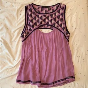 THML Purple Embroidered Tank Blouse